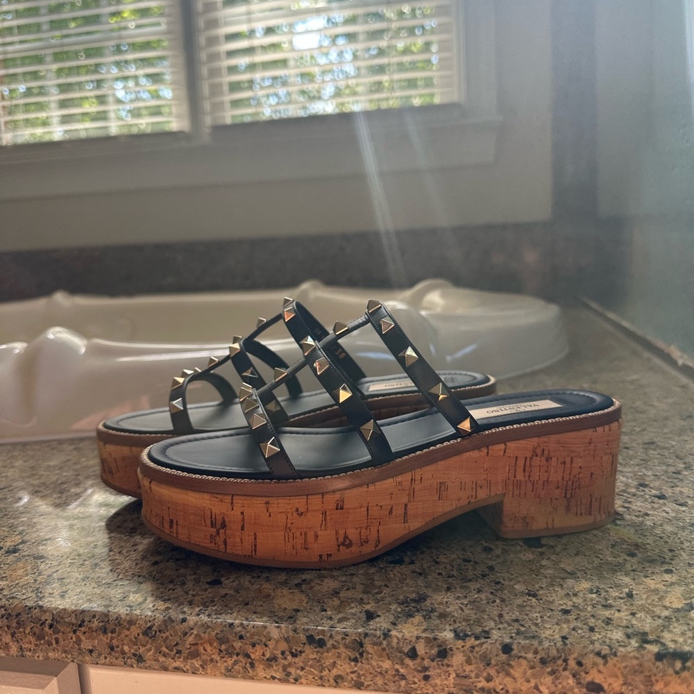 Valentino Navy Platform Sandal